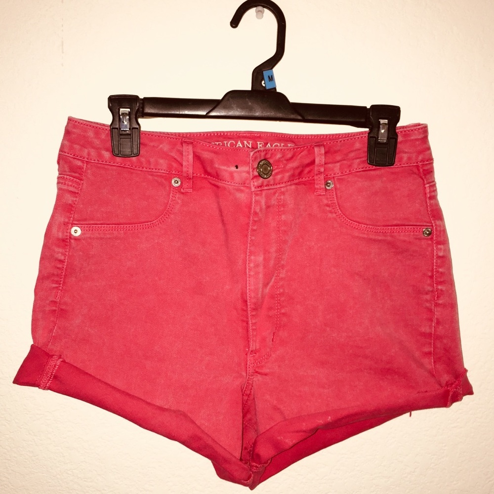 High Waisted Red Jean Shorts